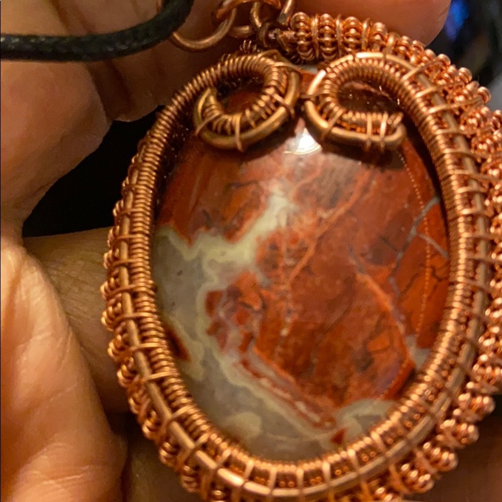 Carnelian/moonstone copper necklace